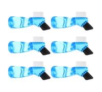 Mikikit Spazzolino Doppia Faccia per la Pulizia delle Protesi Dentarie 6 Pezzi Setole Dure e Morbide Manico Corto Portatile per Dentiere Apparecchi di Contenzione e Uso Quotidiano