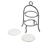 Mikikit Supporto Espositore per Torte in Miniatura 2 Livelli Nero Accessori da Cucina in Miniatura per Casa delle Bambole Scala 1/12 Alzata per Dessert e Decorazione