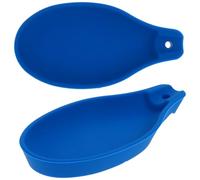 Mikikit Supporto per Cucchiaio da Cucina in Silicone Blu Resistente al Calore 2 Pezzi Leggero e Stile Unico per Accessori Cucina