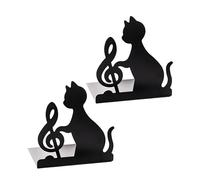 Mikikit Supporto per Libri Nero a Forma di Gatto in Ferro Antiscivolo 2 Pezzi, Organizer Pratico per Casa e Scuola, Reggilibri Creativo e Resistente