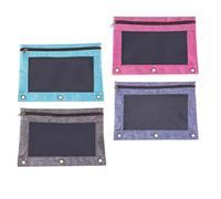 Mikikit Tasche per Raccoglitori Cerniera Oxford e Pvc 4 Pezzi Buste Porta Documenti 3 Fori Resistenti e Multifunzionali per Ufficio e Scuola