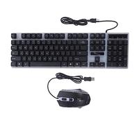 Mikikit Tastiera Retroilluminata Usb Con Mouse Ergonomico Set Gaming Design Antiscivolo e Comfort Ottimale Per Giocatori Nero