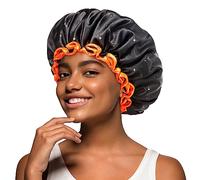 mikimini Cuffia Doccia Nera per Donne, Cappelli da Doccia Impermeabili Riutilizzabili per Uomini, Cuffia da Bagno Lavabile a Doppio Strato per Capelli Spessi e Ricci, Medio, 2 Pezzi