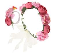 Mikinona 1 Set Fascia per ghirlanda del copricapo addio nubilato bouquet da sposa per la sposa nuziale sposa a Floro dei corpi di nozze corone di fiori tessuto rosa