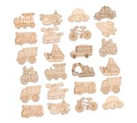 Mikinona 100 Formine Veicoli in Legno Non Verniciato per Progetti DIY Tagliati Motivo Trasporti con Treno Bicicletta Aereo e Decorazioni Creative per