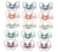 Mikinona 15 Pezzi Fermaglio Per a Farfalla in Tessuto Accessori Per a Farfalla Clip Netto Con Glitter Bobby Molletta Mini Accessori Per Da Donna Barrette