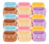 Mikinona 18 Pollici Mini Cestini Intrecciati in Resina Mini Cesti da Pane e Fiori per Casa delle Bambole Contenitori Picnic e Decorazioni Fattoria Accessori Versatili per Giardino Fatato e