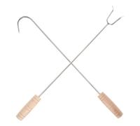 Mikinona 2 Pezzi Ganci per Carne con Manico in Legno Ganci Ergonomici per Barbecue e Arrosti Multiuso per Maiale Pollo e Tacchino Facili da Pulire per Grigliate e Campeggio