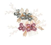 Mikinona 2 Pezzi Pettine da Sposa Handmade con e Cristalli Fermagli Laterali Floreali Eleganti per Capelli da Sposa in Tono Menta e Accessori Versatili per Acconciature da Nozze