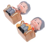 Mikinona 2 Pezzi Statuine Anziani in Miniatura in Resina, Decorazioni Cake Topper per Torta Nuziale e Festa, Statuette Coppia Nonni per Compleanni e Anniversari