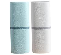 Mikinona 2pezzi Porta Spazzolino e Tazza Lavaggio Portatile Compatto Per Viaggio e Casa Resistente Con Angoli Arrotondati Sicuri Design Elegante Bianco e Azzurro