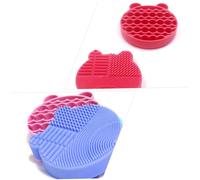 Mikinona 2pezzi Silicone Makeup Brush Cleaning Box Supporto Per Pennelli Per Trucco Forma Di Orsetto Organizer Per Strumenti Di Bellezza Colori Casual