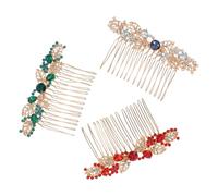 Mikinona 3 Pezzi Pettini Laterali da Sposa con Fiore in Metallo con Strass Colorati Accessori per Capelli da Cerimonia per Damigelle Mini Pettini per Acconciature Eleganti