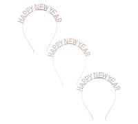 Mikinona 3pezzi Happy Year Glitter Headband with Rhinestones Festive Hair Accessory for Year Parties for Women and Girls Decorative and Portable Headdress