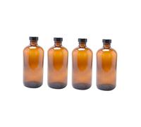 Mikinona 4 Pezzi Bottiglie in Vetro Marrone Ermetico Multifunzione per Marmellate e Spezie Vetro Trasparente Resistente e Leggero per Cucina e Viaggio