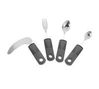 Mikinona 4 Pezzi Posate Adattive in Acciaio Resistente Manici Ergonomici Spessi per Anziani e Disabili con Tremori Cucchiai Profondi per Presa Sicura e Autonomia Alimentare