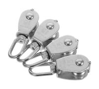 Mikinona 4 pezzi Pulegge Singole in Acciaio Inox con Gancio Girevole Carrucola Resistente per Cavi in Acciaio Sollevamento Sicuro per Edilizia Depositi Cantieri e Uso Industriale