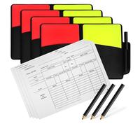 Mikinona 4 Set Arbitro Calcio Cartellini Rossi e Gialli in PVC con Portacarte Resistente e Blocchetto Segnapunti per Partite di Calcio Pallavolo