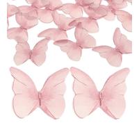 Mikinona 48 Pezzi Decorazioni Torta Farfalla in Carta Rosa Topper per Cupcake Compleanno e Feste Tema Eleganti e Facili da Usare per Torte di Nascita Matrimonio e Party