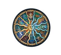 Mikinona 500 Puzzle Rotondo Educativo per Adulti Segni Zodiacali Colorati Attività per e Materiale