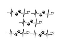 Mikinona 5pezzi Pz Adesivo Auto Battito Cardiaco Zampa Cane Adesivo Paraurti Camion Veicolo Finestra Vinile Creativo Amante Animale Cucciolo Accessorio