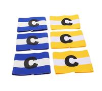 Mikinona 6 Pezzi Fascia da Capitano Calcio Regolabile in Nylon Flessibile Antiscivolo Giallo e Blu per Giovani Bracciale Squadra Leggero e Resistente per Partite e Allenamenti Outdoor