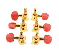 Mikinona 6 Pezzi Piroli Accordatura Chitarra Acustica Manopole Ovali Chiuse in Perla Rossa Dorata Accessori Resilienti per Sostituzione e Pratica Musicale