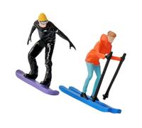 Mikinona 64 Set da 2 Pezzi Maschio e Femmina in Resina per Diorama Sciistico, Accessori per Scene in Miniatura e Fotografia Macro, Modellini per Collezionisti e Appassionati di Sci