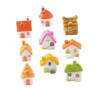 Mikinona 9 Miniature Resin Thatched Roof House Figurines Cute Vintage Fairy Garden Decorations For Plant Pots Micro Landscape DIY Ornaments With Chimney Detailing