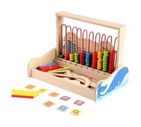 Mikinona Abaco Multiuso in Legno Colorato, Strumento Educativo da 3 Anni, Giocattolo per Apprendimento Matematico e Sviluppo Abilità Manuali