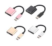 Mikinona Adattatore USB Tipo C Jack Audio Funzione Microfono e Ricarica Compatibile Pro e Altri Tpe con in Alluminio Nero