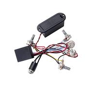 Mikinona Band Equalizer Preamplificatore Per Basso Elettrico Con Cablaggio e Controllo Del Suono Nero Set Completo Pickup e Accessori Per Strumenti Musicali