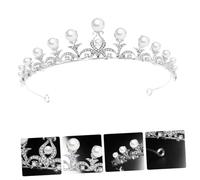 Mikinona copricapo da sposa per la sposa della sposa Accessori per diadema di perle coroncina sposa Tiara da sposa copricapo di perle Metallo Silver