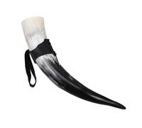 Mikinona Corno da Bere in Corno Bue Robusto e Portatile Design Vintage Gialla per Vino e Mead per Festival e Rievocazioni Storiche