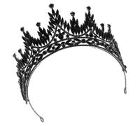 Mikinona Corona di Tiara da Donna Nera Barocca Strass Accessori per Capelli da Sposa Vintage Copricapo per Matrimonio e Feste di Compleanno