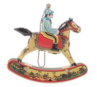 Mikinona Decorazione Cavallo Dondolo in Ferro Artigianale da Tavolo Ornamento Vintage da Collezione per Ufficio e Casa Giocattolo Carica con Movimento Idea Regalo Originale e Creativa
