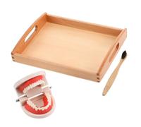 Mikinona Educativo in Legno per Kit Spazzolino e Lavaggio Denti Didattico per Insegnare la Pulizia Orale Materiale Premium Resistente Colori Lavabili per Ragazzi Colore Colore Casuale