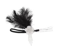 Mikinona fascia di Accessori per per le donne copricapo ruggente degli anni '20 gruppo musicale fasce per spa copricapi per le donne Decorazioni per piuma Nero