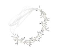 Mikinona fascia per abito da sposa copricapo da sposa per la sposa fascia per matrimoni da sposa copricapo da sposa per matrimonio fascia di strass perle (plastica) Argento