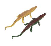 Mikinona Giocattolo Realistico Alligatore 40 Cm in Plastica Morbida, Set 2 Pezzi, Riproduzione Urlante per Gioco Educativo e Decorazione Casa, Colore Verde e Terra, Facile da Trasportare