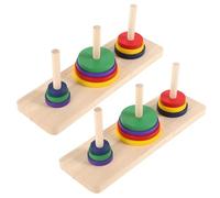 Mikinona Gioco da Tavolo Torre di Hanoi in Legno 2 Pezzi Puzzle Intellettuale per Adulti e Gioco Creativo di Logica e Sviluppo Mentale Materiale Sicuro Superficie Liscia per Relax e