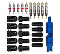Mikinona Kit Valvole Core per Bicicletta in Rame e Alluminio con Adattatori e Chiave per Rimozione Guarnizione Sigillante per Valvole Presta Accessori Ciclisti Resistenti e Compatibili