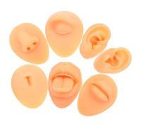 Mikinona Modelli Faccia Falsa in Silicone Morbido 7 Pezzi per Pratica Piercing e Esposizione Orecchie Finte, Lingua Artificiale, Naso, Bocca e Ombelico per Formazione Professionale e Uso