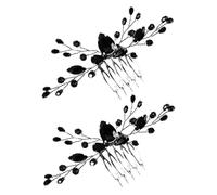 Mikinona Pettini Laterali per Chioma da Sposa Vintage in Strass Neri, 2 Pezzi, Accessori Eleganti per Festa Nuziale e Acconciature da Donna, Pettini Decorativi Sicuri per Matrimoni