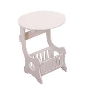 Mikinona Portariviste Rotondo Mini Da Caffè Con Cestino Portaoggetti Bianco Piccolo Design Laterale Soggiorno