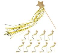 Mikinona Set 10 Bacchette Magiche Nastro a Stella Dorata, Bacchette da Fata Leggere e Resistenti per Feste, Cosplay e Spettacoli Teatrali, Giocattoli per Bambine e Accessori Travestimento