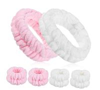 Mikinona Set 4 Pezzi Fascia Elastica Per Viso e Polsini Per Trucco, Lavaggio e Spa, Tessuto Delicato, Taglia Unica, Per Donna e Ragazza, Per Bagno, Yoga e Skincare Quotidiana