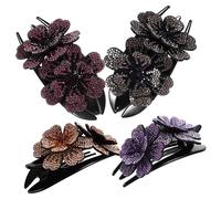Mikinona Set 4 Pezzi Mollette per Chioma Donna Stile Francese Strass, Fermagli a Becco D’anatra Grandi in Plastica Antiscivolo Comodi e Multifunzionali