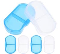 Mikinona Set 6 Pezzi Porta Pastiglie Trasparente in Plastica Pp 2 Scomparti, Leggero e Compatto, Organizer Pillole da Viaggio per Business Trip