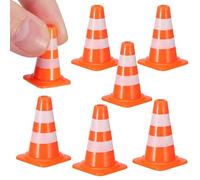 Mikinona Set 7 Coni Stradali Giocattolo Arancioni in Materiale Resistente, Mini Segnali Stradali, Simulazione Ostacoli Educativi per Giochi Fai da Te e Apprendimento Traffico